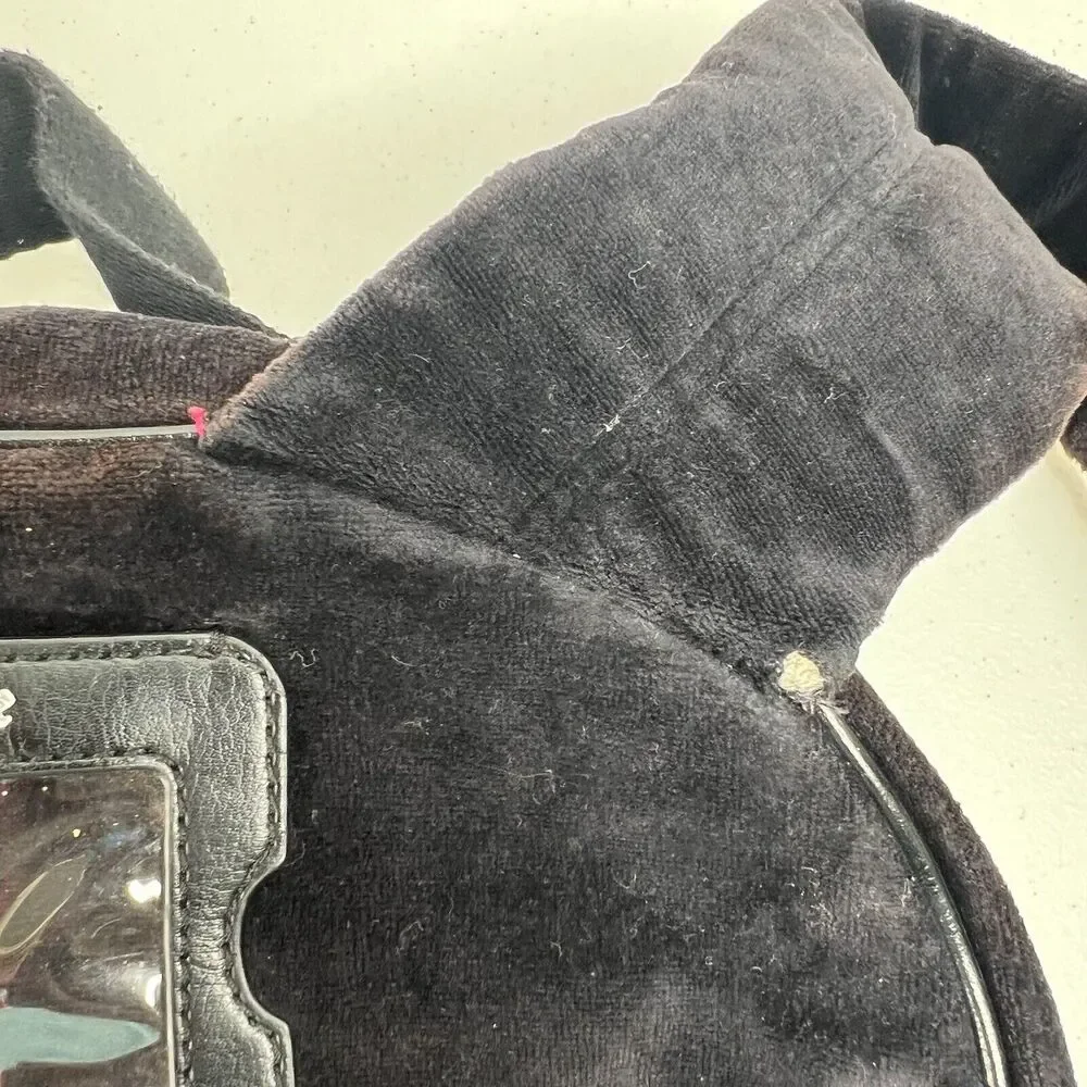 Y2K‎ Vintage JUICY COUTURE Black Velour Backpack Bookbag Weekend Bag Travel